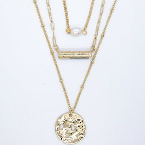 Multi-layered coin drop necklace